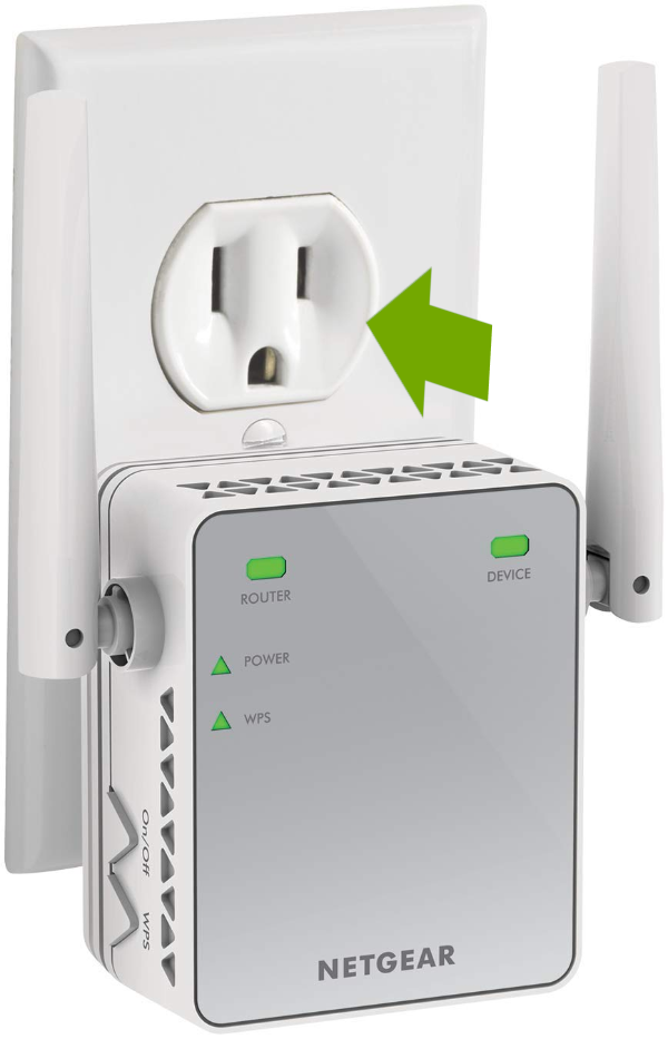 Range extender plugged into wall