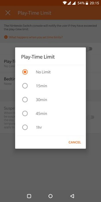 Play time limit