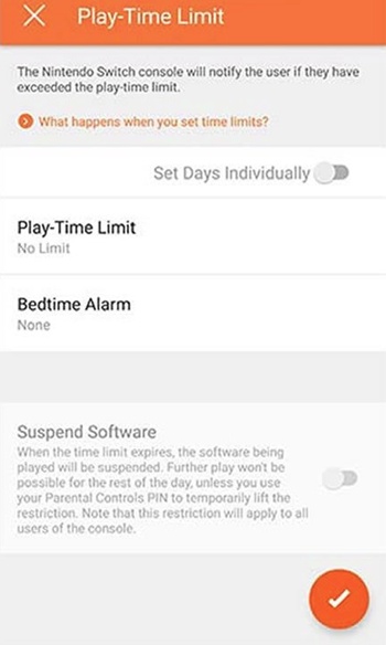 Play-Time limit page