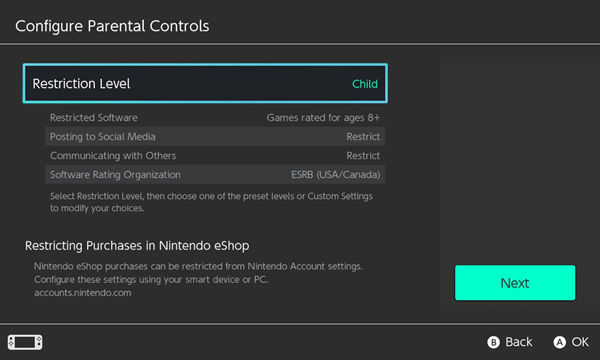 Restriction level set to child