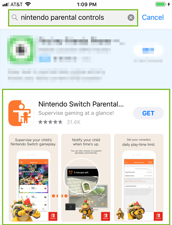 Nintendo Parental Controls apps in the iOS store