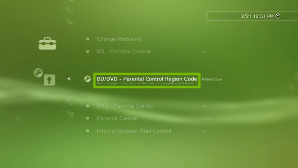 BD/DVD Parental Control Region Code