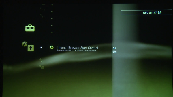 Turn on or off the internet browser restriction