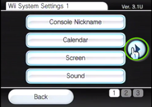 Nintendo wii blue button for second page