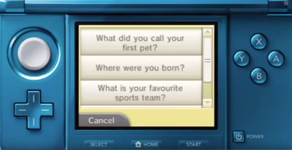 Select a secret question