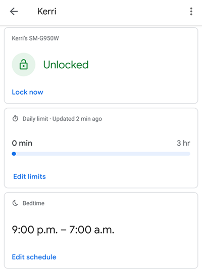main screen daily limit