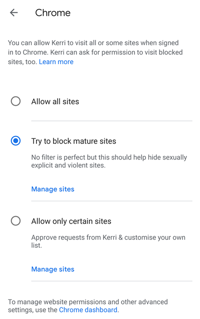 try to block mature sites