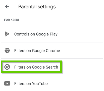filters on google search