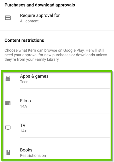 Content restrictions