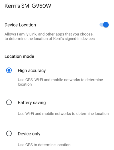 device location modes