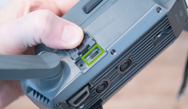 Control Mode switch highlighted on right side of drone.