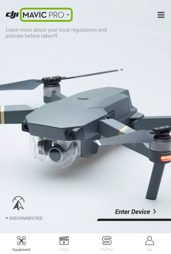 Drone name highlighted in mobile app.