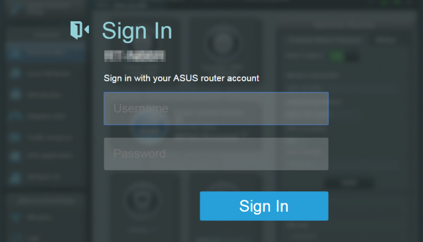 ASUS router login screen.