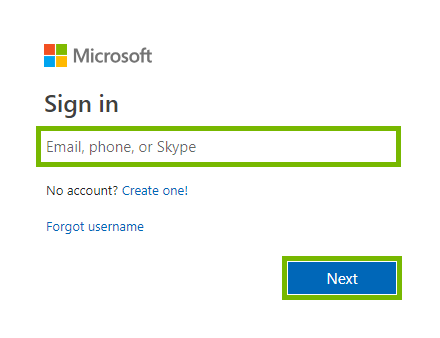 Sign in page with username