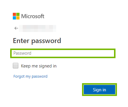 Sign In page requesting your password