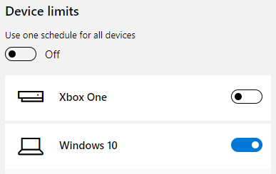 Options for per device screen time