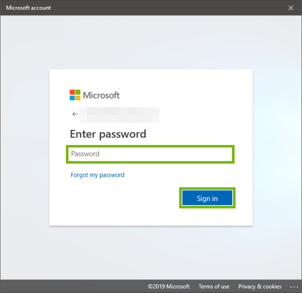 Password and Sign in