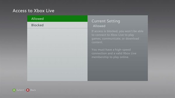Allowing xbox live