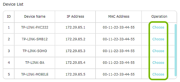 Choose options highlighted on device selection prompt.