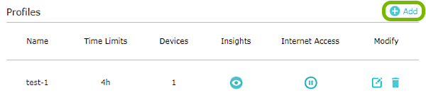 Add option highlighted on Parental Controls screen of TP-Link router web interface.