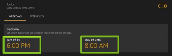 Bedtime settings