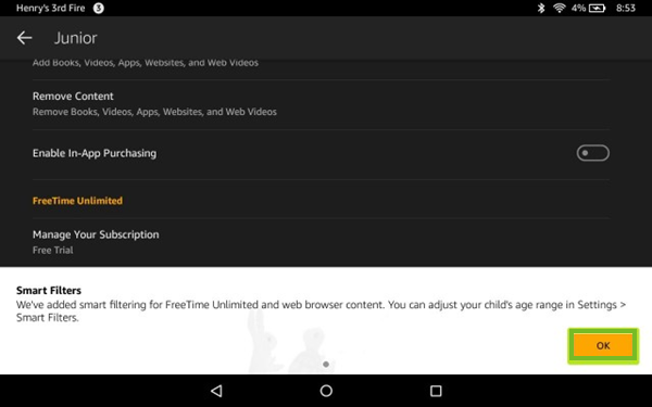 Smart Filter confirmation