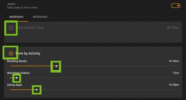 Screen time limiting