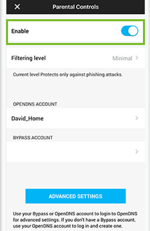 Enabling parental controls
