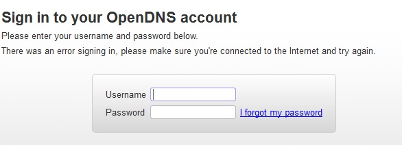 Sign into opendns