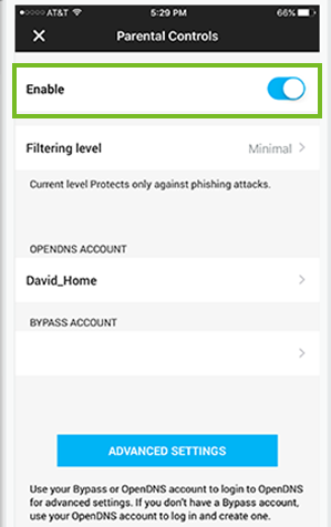 Enabling parental controls