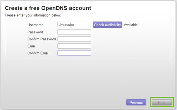 Creating the OpenDNS account