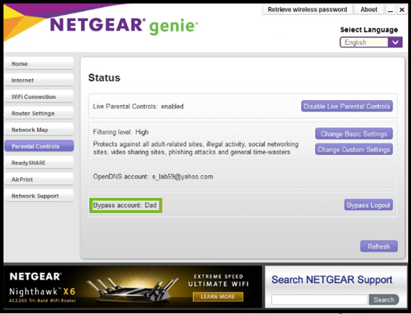 Netgear parental controls showing bypass