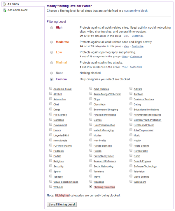 Bypass account custom filtering available categories.