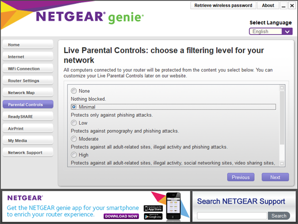 Netgear genie select filter