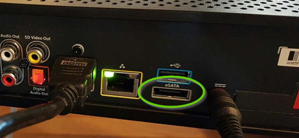 The eSATA port of a DVR