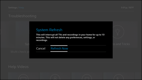 Confirming the system refresh