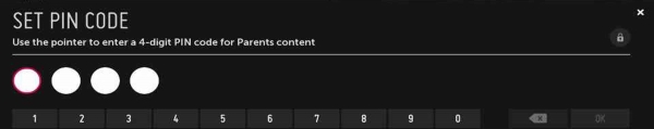 PIN reset prompt on LG Smart TV.