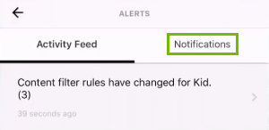 Notifications tab