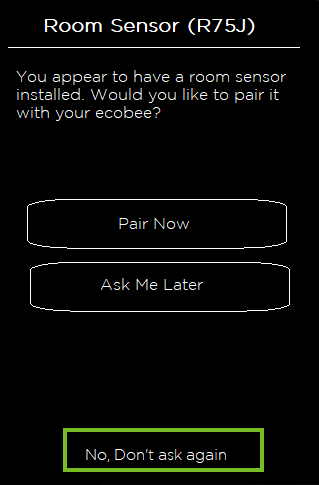 No, don't ask again button