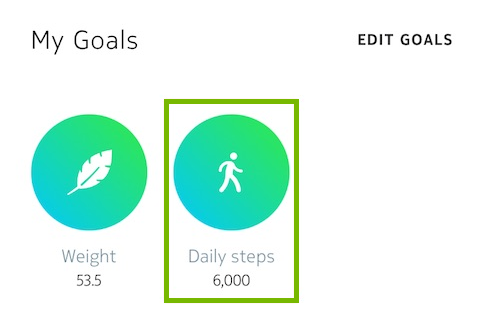 Daily steps button highlighted in Health Mate app.