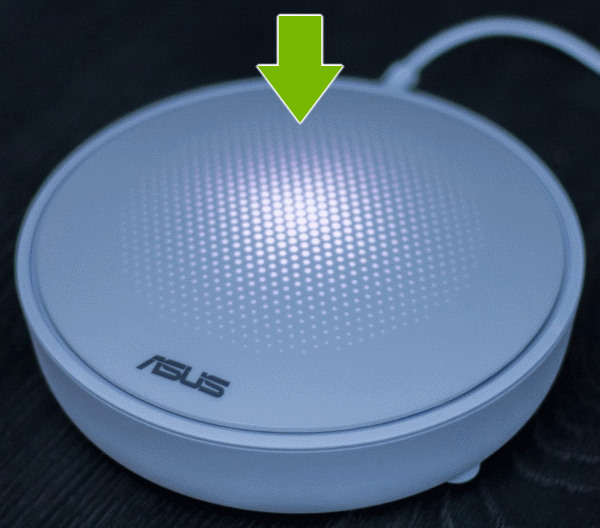 LED light pointed out on top of ASUS Lyra hub.