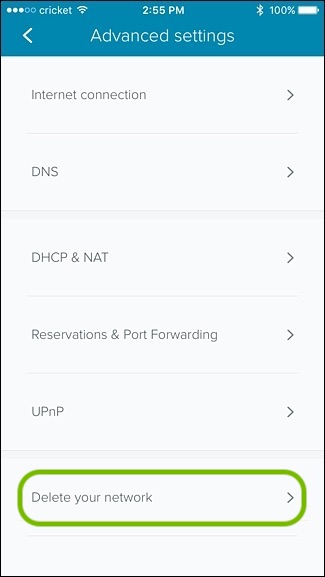 Eero App, delete your network