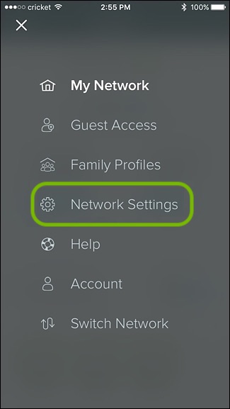 eero app menu(network settings)