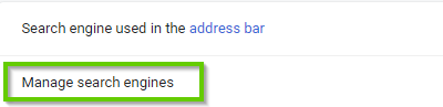 Chrome manage search engines