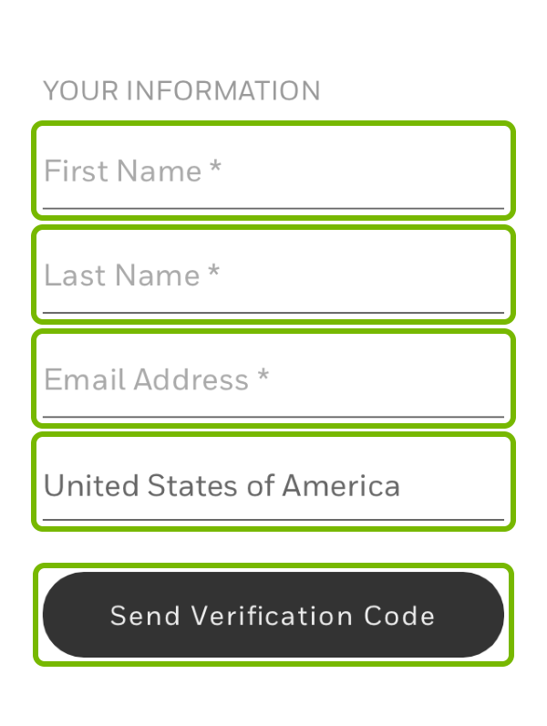 Account creation screen in Honeywell Home app.