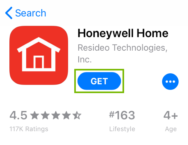 Get button highlighted in App Store for found app.