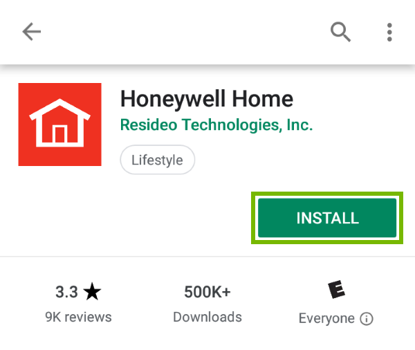 Install button highlighted in Play Store for found app.