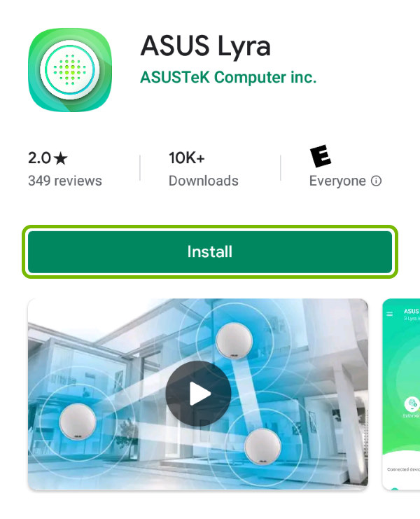 Install button highlighted in Play Store for found app.