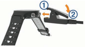 Attaching the USB cable to your Garmin device. Illustration.