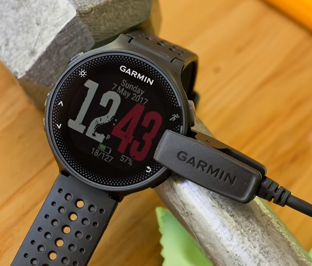 Garmin device connected to the supplied USB cable.